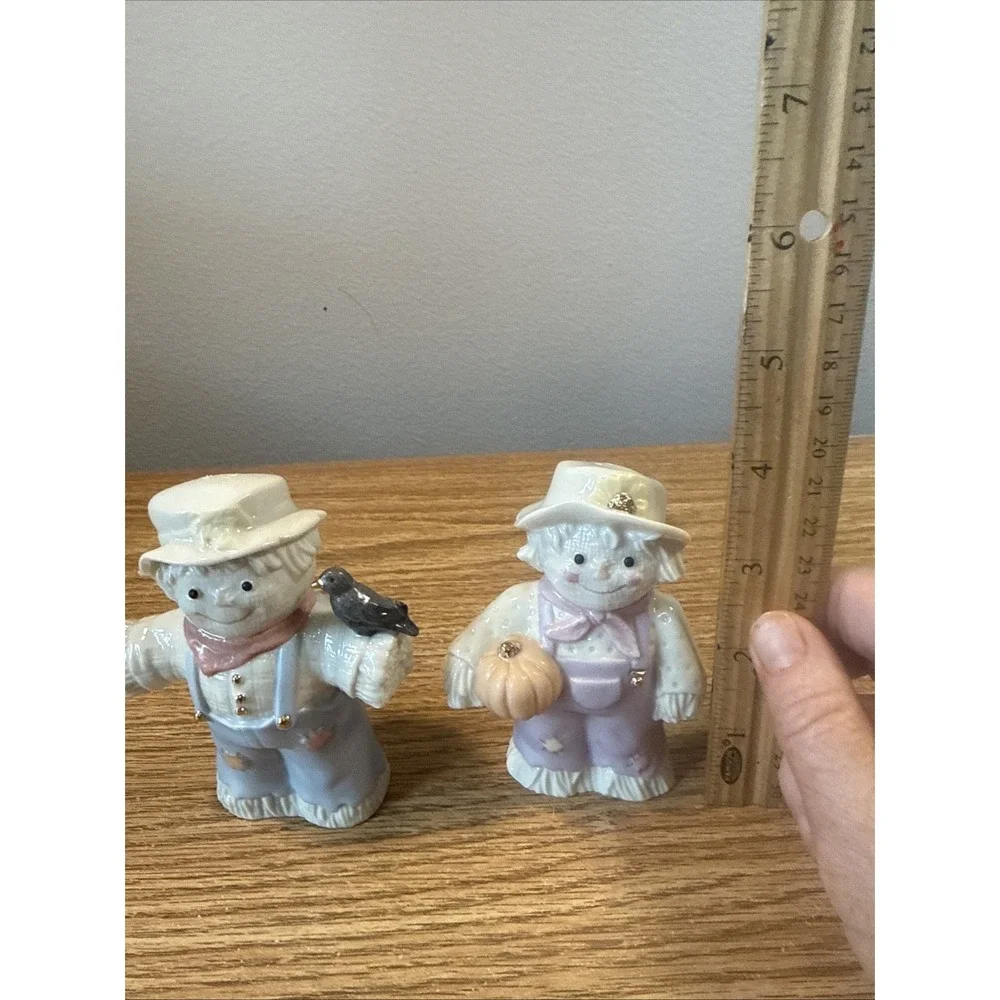 Lenox A Dash Of Autumn Salt Pepper Shaker‎ Set Fall Scarecrow Couple Collectable